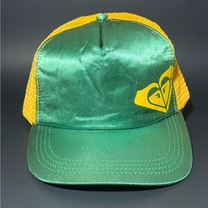 Y2K ROXY Green Satin Mesh Snap Back Hat One Size